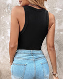 Ribbed Tank Top with Built-in Bra and Pads