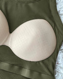 Ribbed Tank Top with Built-in Bra and Pads