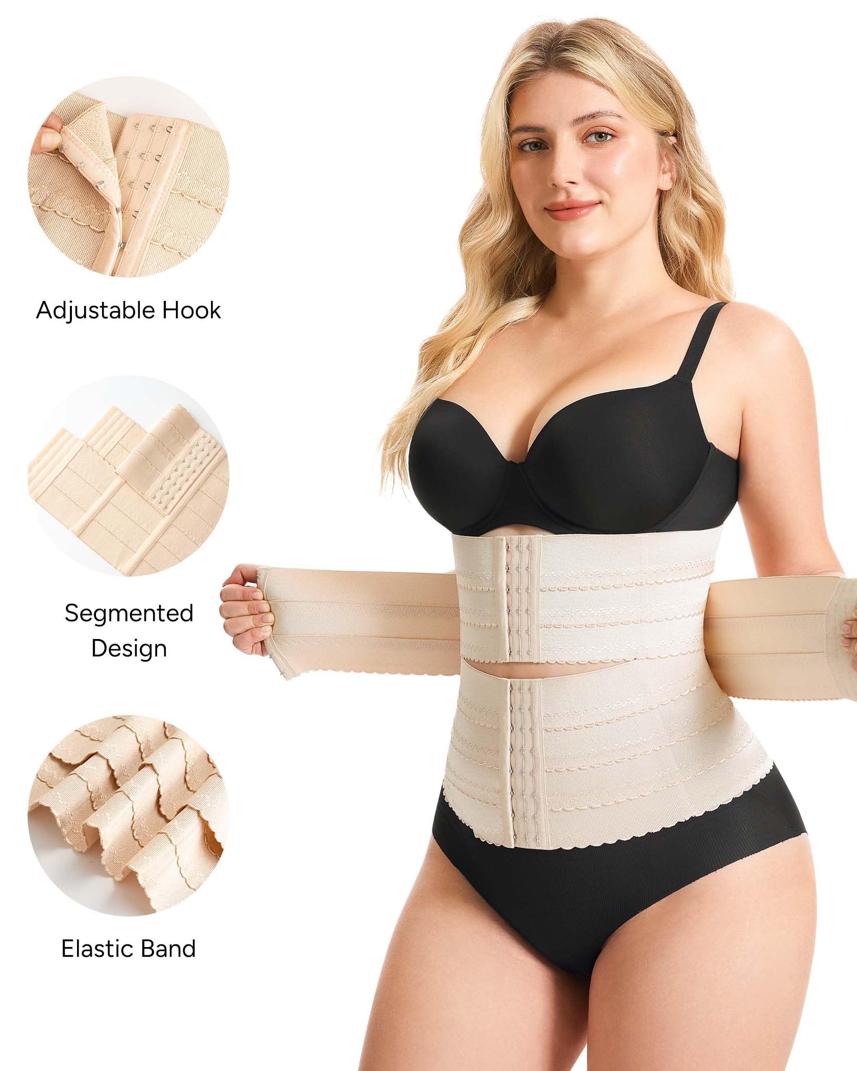 Adjustable 3-sectional Waist Cincher Belt for Tummy Support and Recovery