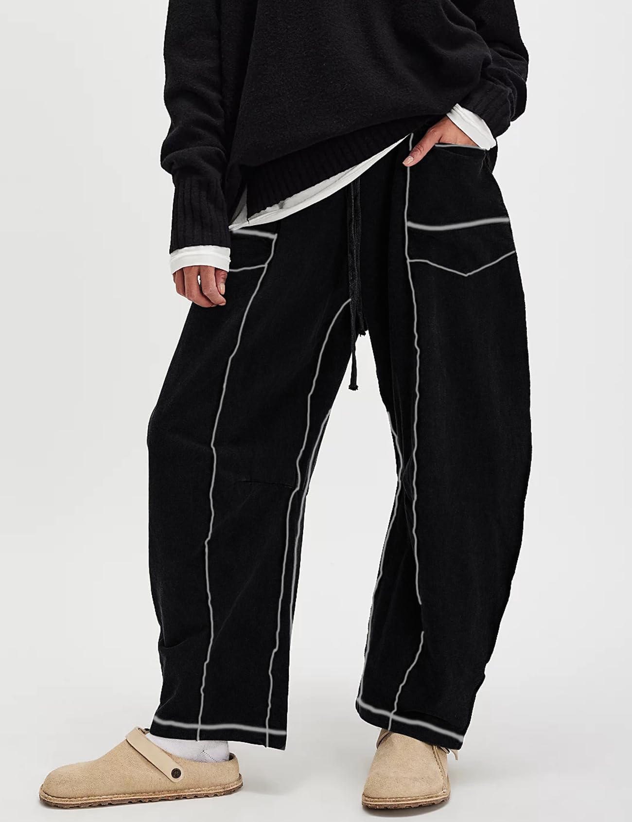 New Elevated Barrel Leg Lounge Pants - Slimming High Waist in Premium Organic Cotton