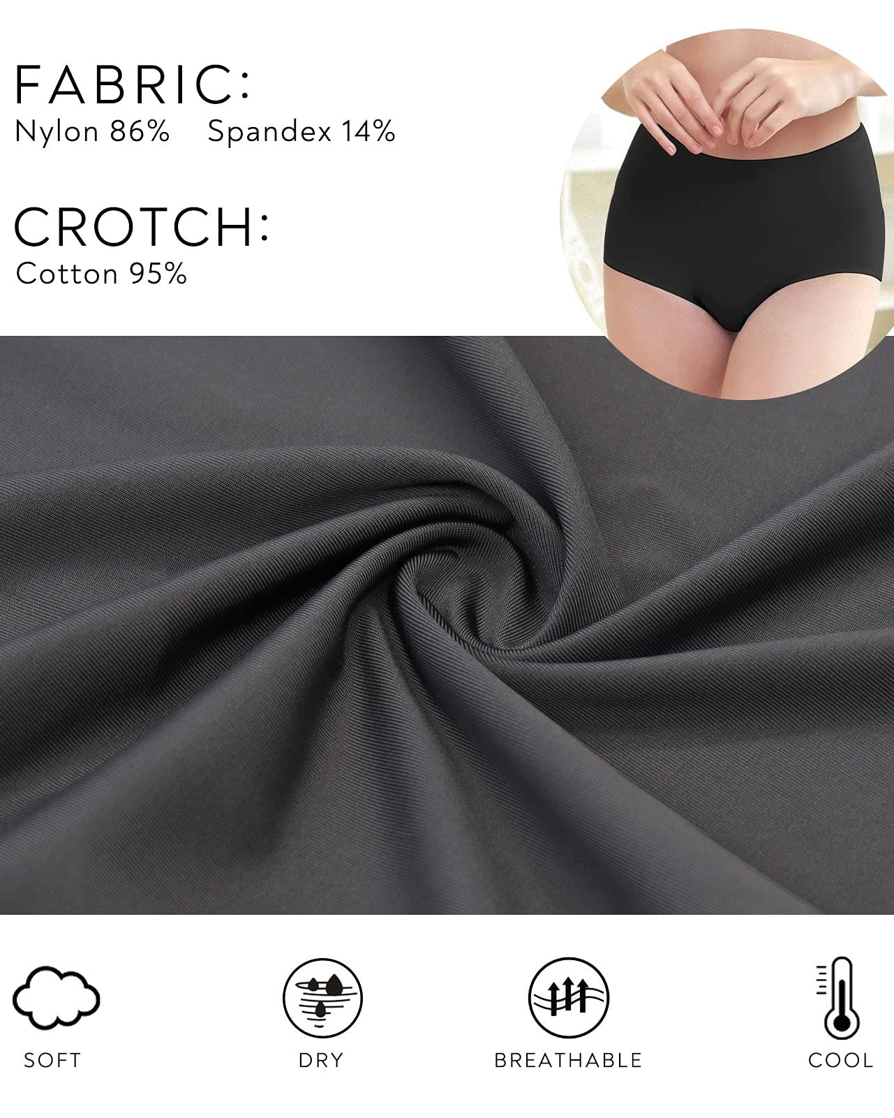 Seamless High Waist No Show Silky Briefs 5-Pack
