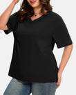 Women's Plus Size Basic Sleeve V-Neck T-Shirts
