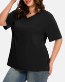 Women's Plus Size Basic Sleeve V-Neck T-Shirts