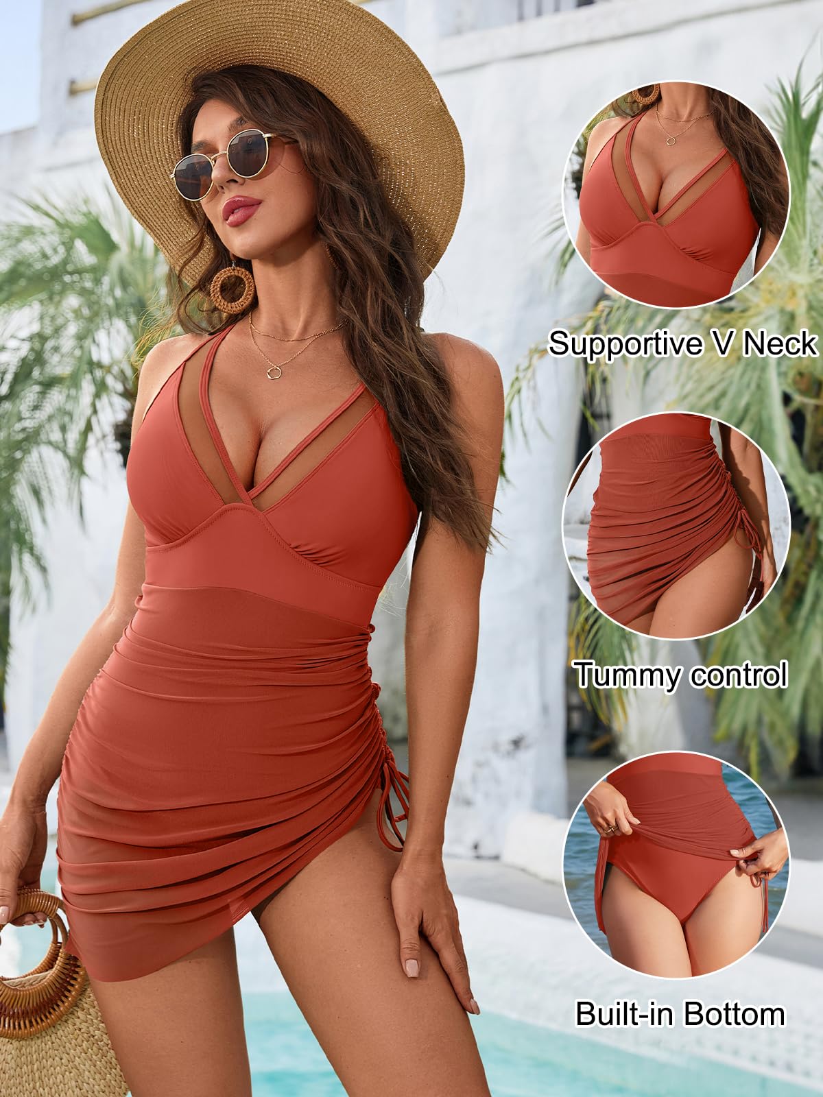 Slimming Mesh Sheer Sarong Wraps Bathing Suit