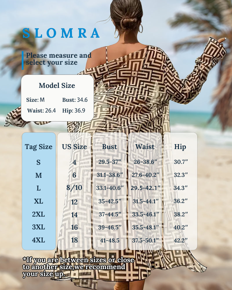 Women's Geometric Print Drawstring Swimsuit Three-Piece Set