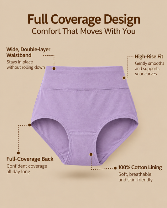 Women's Plus Size Cotton High Waisted Briefs 4-Pack