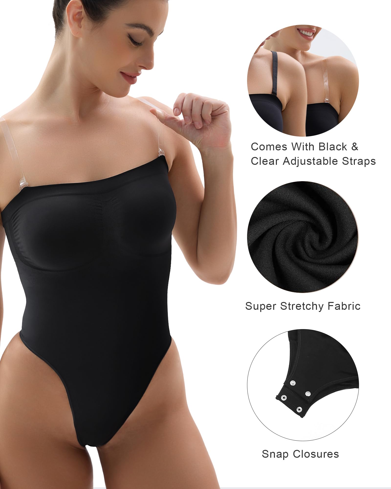 Bodysuit sin tirantes de control de abdomen