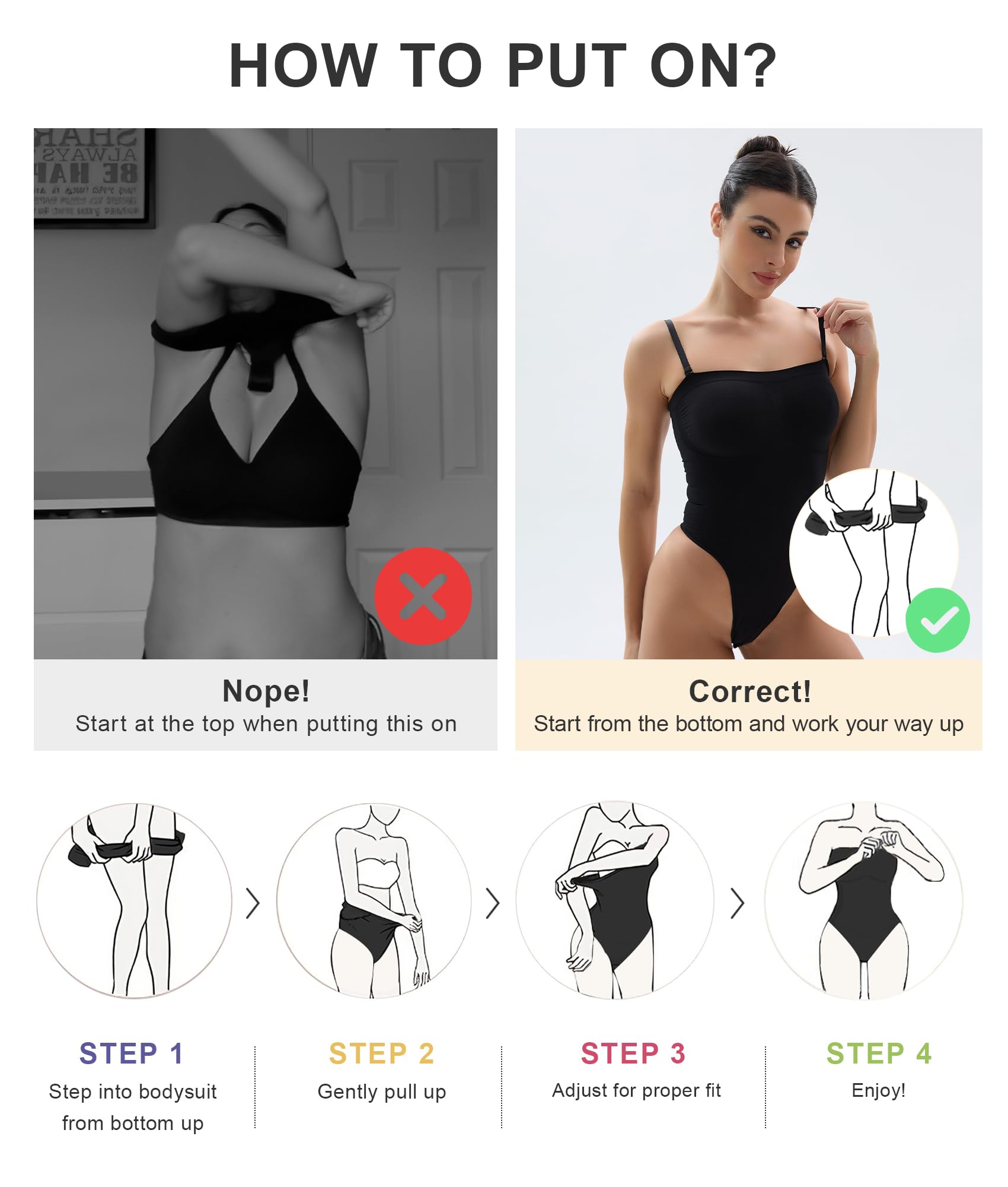 Bodysuit sin tirantes de control de abdomen