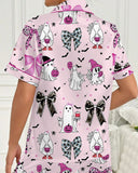 Spooky & Luxe: 2025 Retro Halloween Silk Satin Pajama Set