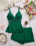 Tan suave, tan sexy – Conjunto de pijama con camisola de encaje Slomra