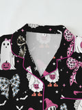 Spooky & Luxe: 2025 Retro Halloween Silk Satin Pajama Set