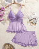 Tan suave, tan sexy – Conjunto de pijama con camisola de encaje Slomra