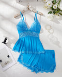 Tan suave, tan sexy – Conjunto de pijama con camisola de encaje Slomra