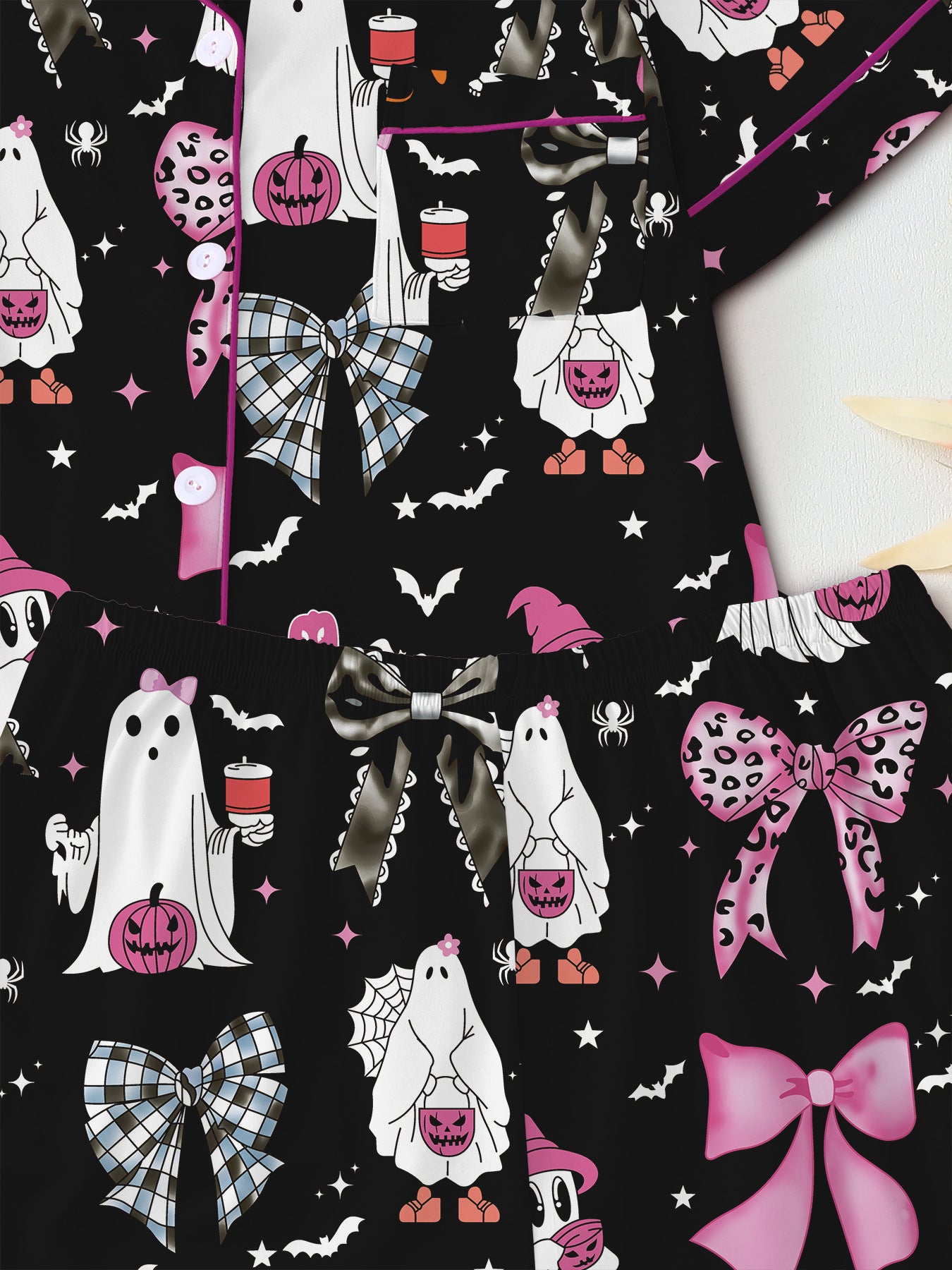 Spooky & Luxe: 2025 Retro Halloween Silk Satin Pajama Set