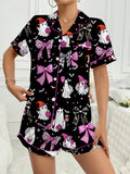 Spooky & Luxe: 2025 Retro Halloween Silk Satin Pajama Set