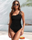 One Shoulder Tummy Control One Piece Swimsuit