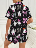 Spooky & Luxe: 2025 Retro Halloween Silk Satin Pajama Set