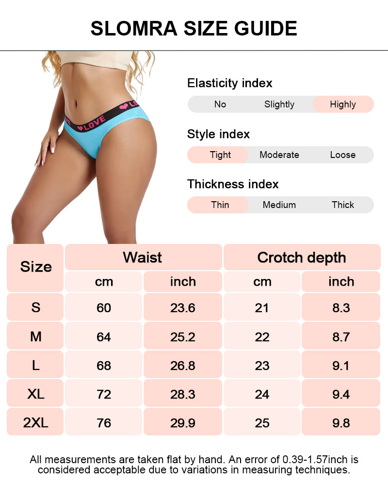 Women's Plain Letter Tape  Panties Set for Everyday Wear 6-Pack
