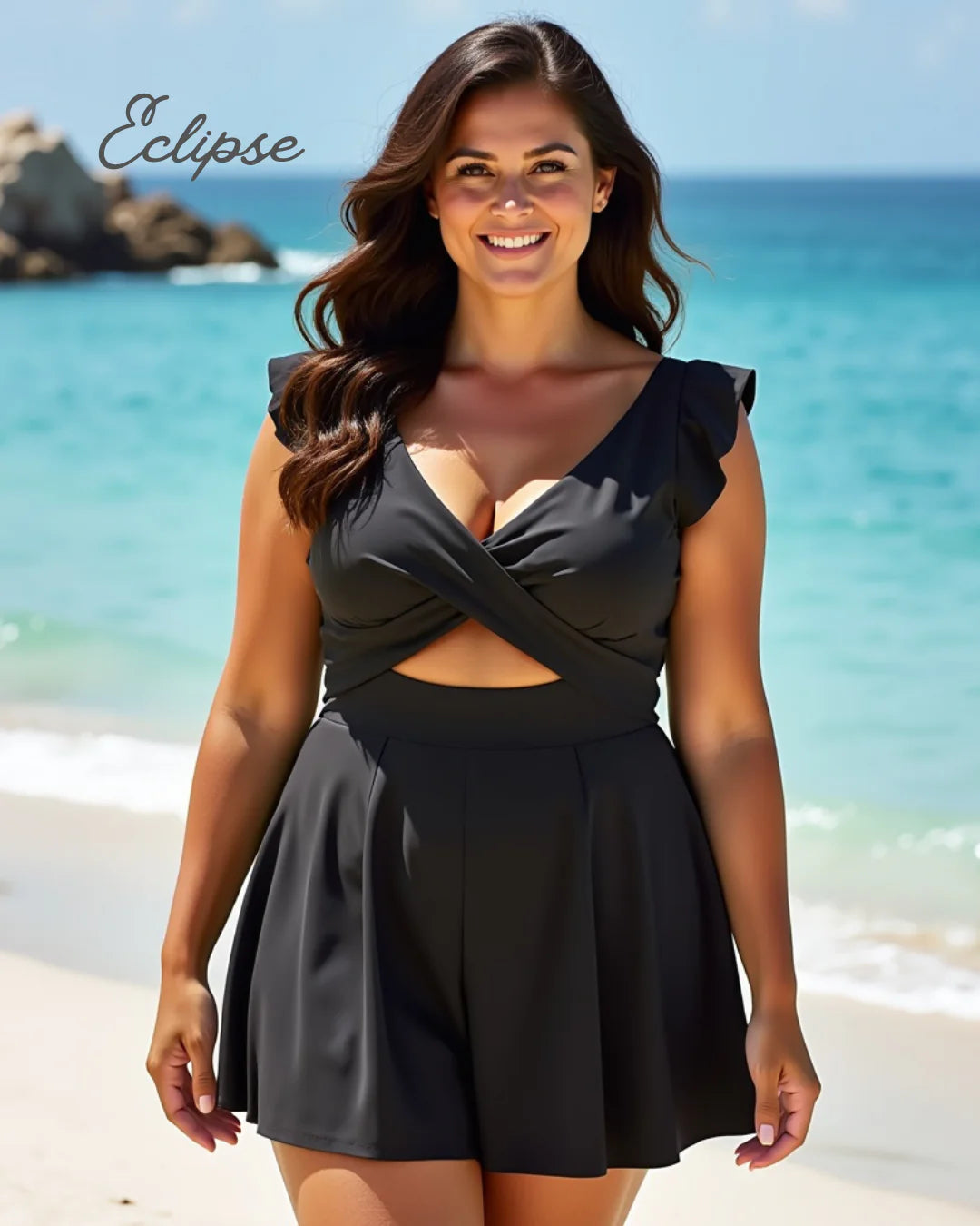 Ruffle Cutout Tummy Control Modest One Piece Swimsuit