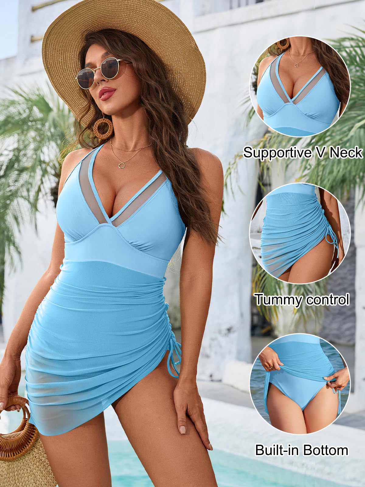 Slimming Mesh Sheer Sarong Wraps Bathing Suit