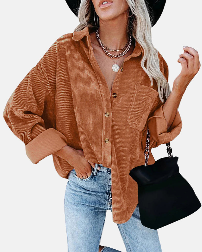 Oversized Boyfriend Corduroy Button Down Shirt