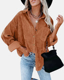 Oversized Boyfriend Corduroy Button Down Shirt