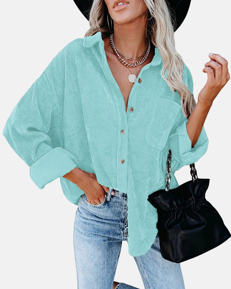 Oversized Boyfriend Corduroy Button Down Shirt
