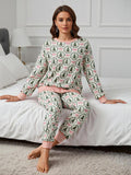 Cozy Christmas Pajama Set — Tree & Bow Print Two-Piece Loungewear