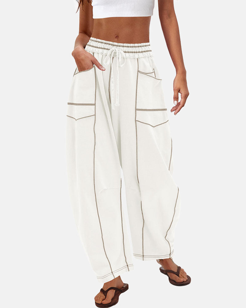 New Elevated Barrel Leg Lounge Pants - Slimming High Waist in Premium Organic Cotton