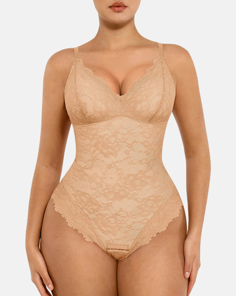 Lace Shapewear Thong Tummy Control Bodysuit