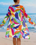 Women's Geometric Print Drawstring Swimsuit Three-Piece Set