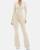 Women Zip Up Long Sleeve Workout Jumpsuit