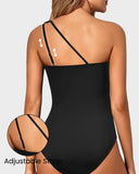 One Shoulder Tummy Control One Piece Swimsuit