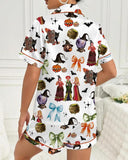Spooky & Luxe: 2025 Retro Halloween Silk Satin Pajama Set