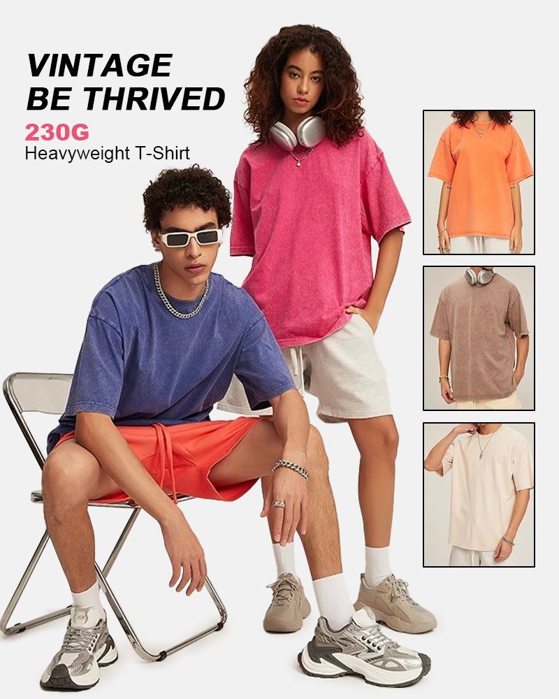 Oversized Acid Washed Cotton Vintage T-Shirts for Unisex