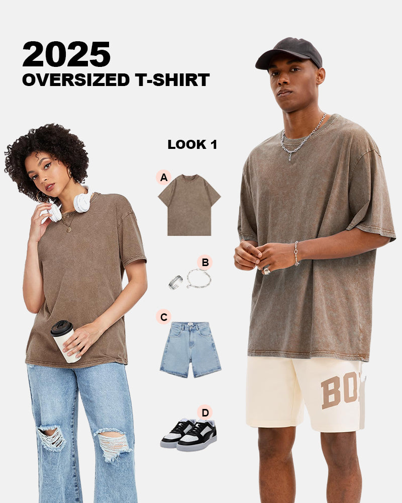 Oversized Acid Washed Cotton Vintage T-Shirts for Unisex