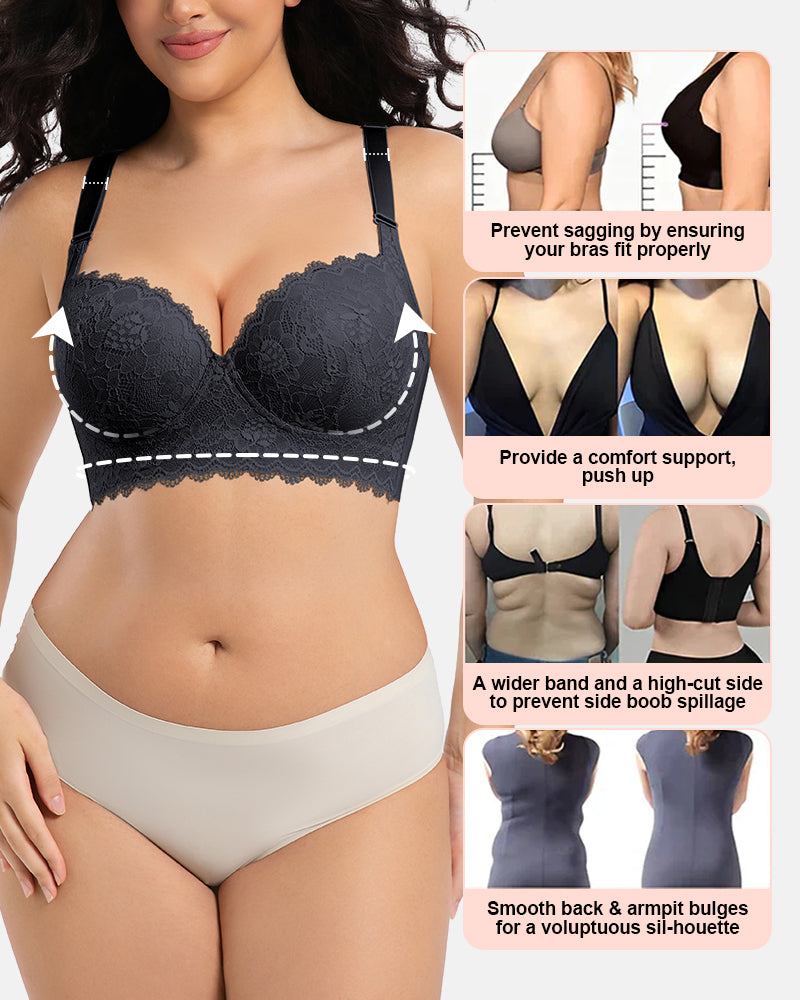 Lace Full Back Support Bra Shape Plus Size Adjustable Straps