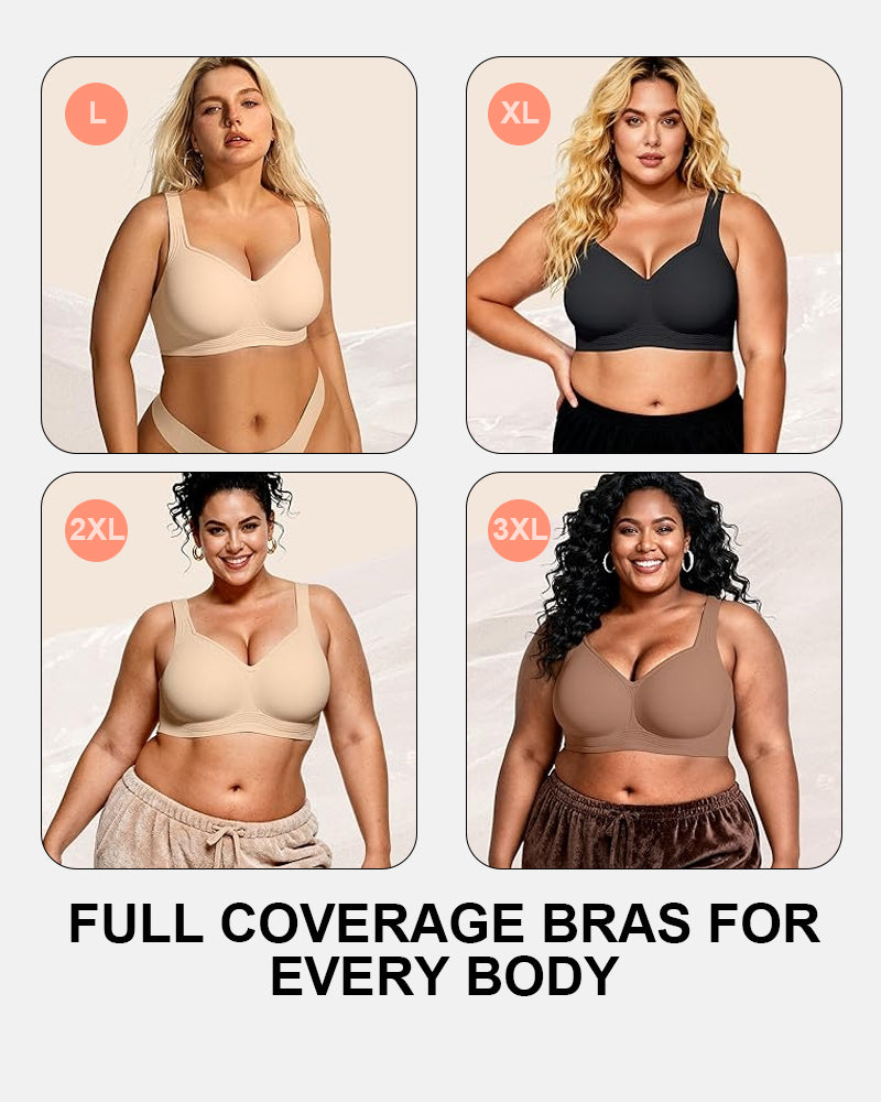 Wireless Support Bra with Full Coverage and Smooth Fit