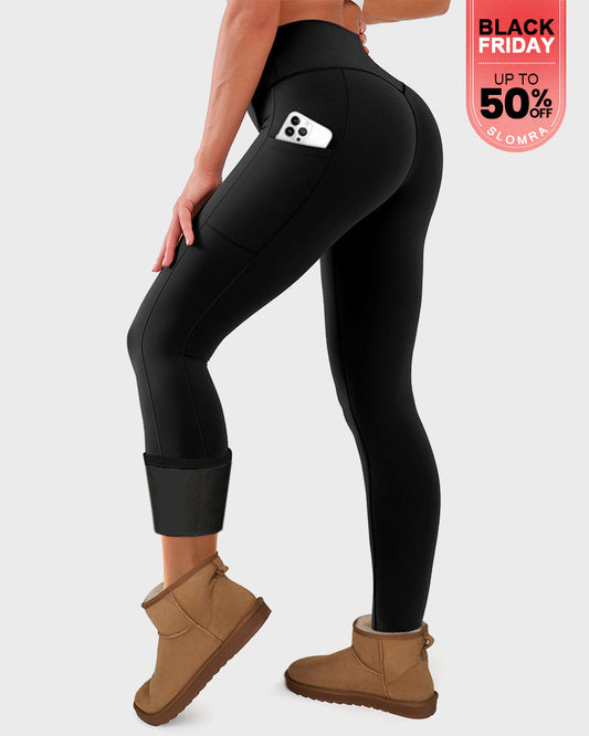 Winter Essentials High-Waisted Fleece Leggings with Pockets