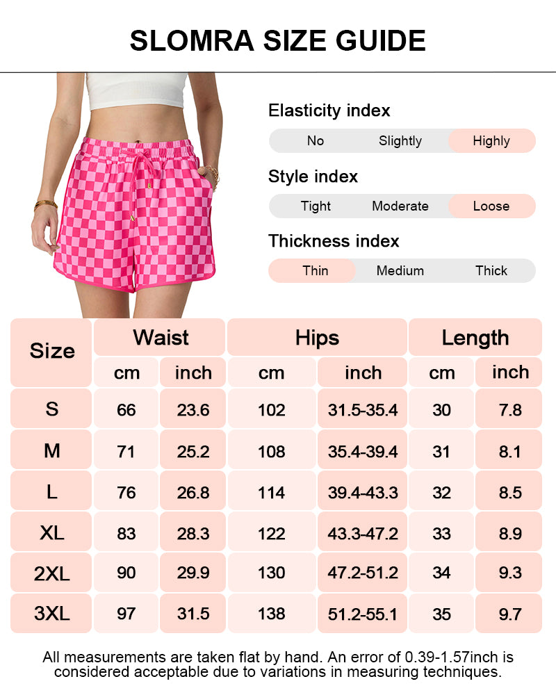 Checkered Drawstring Elastic Waist Casual Shorts with Pockets