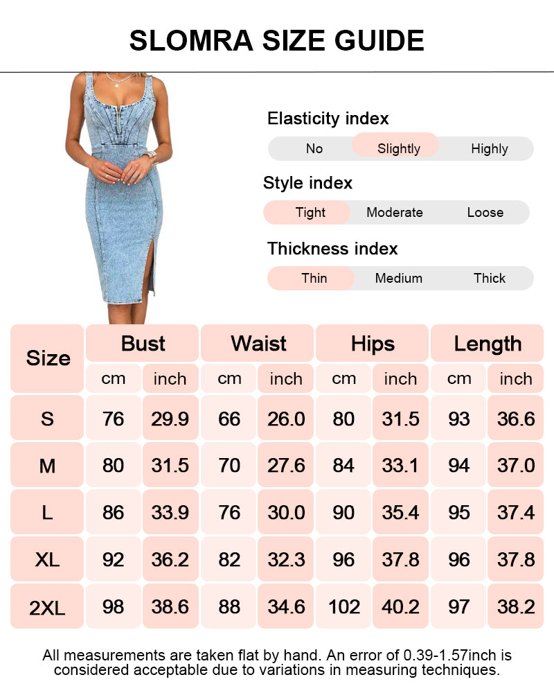 Vestidos midi vaqueros sin mangas con abertura lateral para mujer